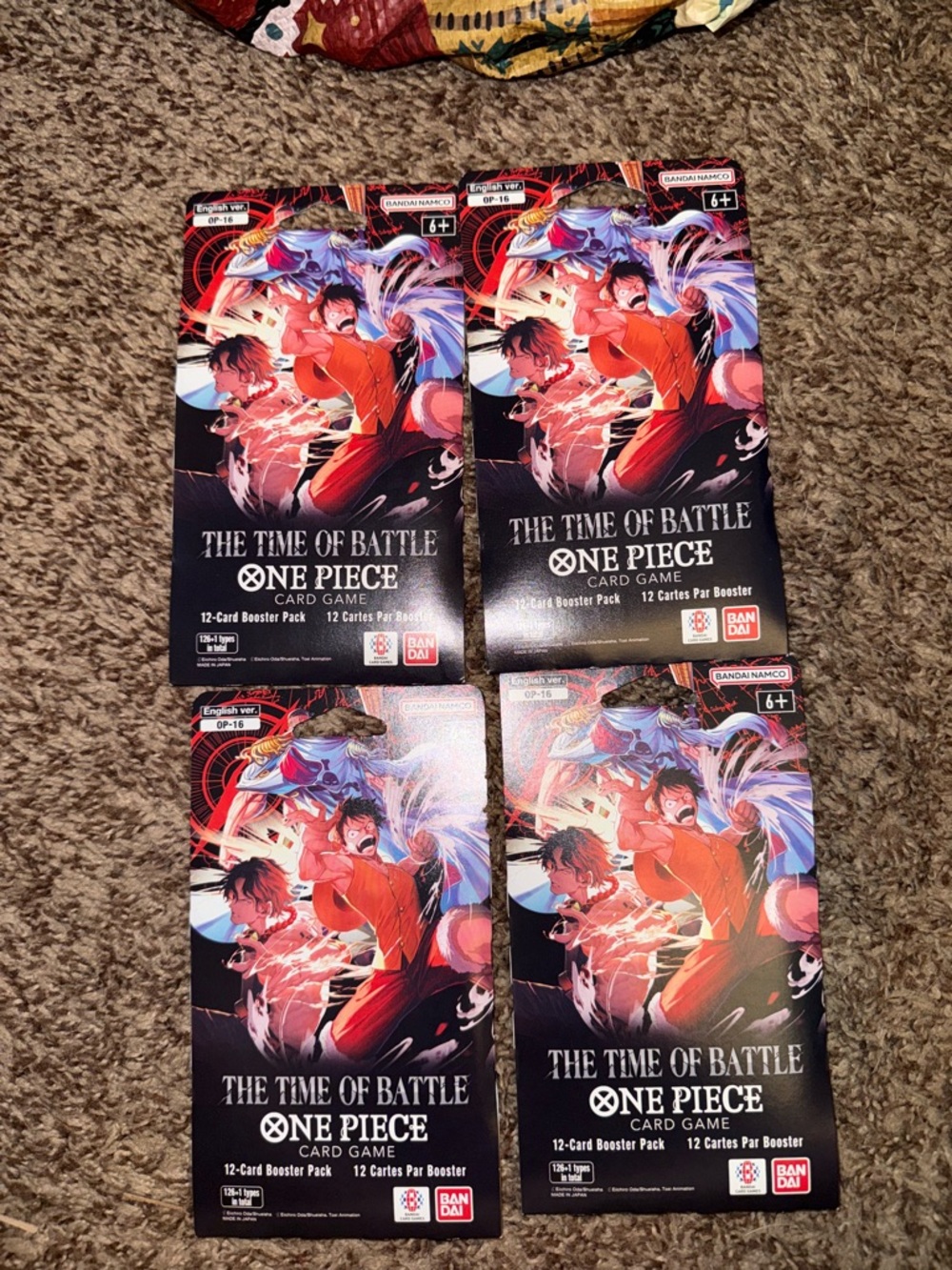 4 Sleeved Packs One Piece TCG OP16 “The Time of Battle”
